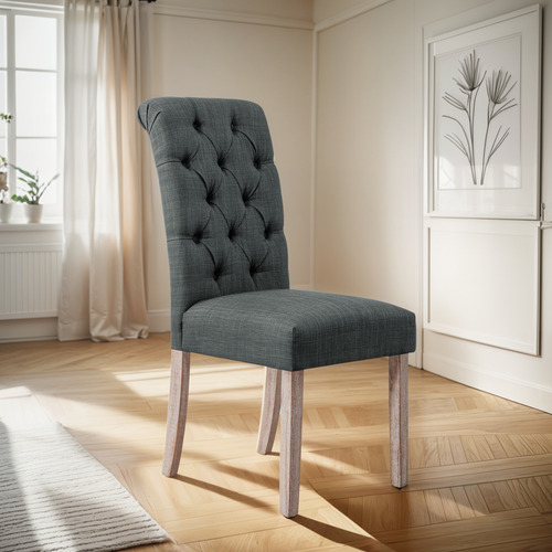 Subrtex Sillas De Comedor Juego Grande De 2 Lino/gris Oscuro