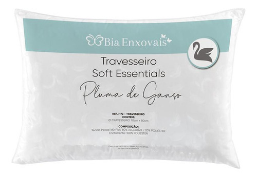 Kit 2 Travesseiro Soft Essentials Pluma De Ganso 1000 Gramas Cor Branco