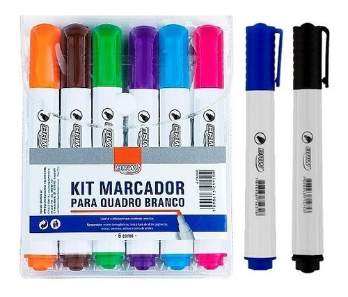 Pincel Para Quadro Branco Canetão 8 Cores Lousa Branca