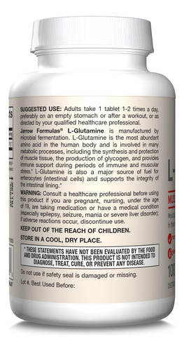 Suplemento Jarrow Formulas L-glutamina 1000 Mg 100 Comprimid