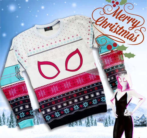 Sueter Navideño Ugly Sweater Fullprint Spider Gwen 1