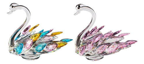 2 Uds Figuritas De Cristal Decoración De Cisne Estatua De