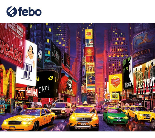 Imagen 2 de 4 de Juego De Mesa Puzzle Neón Educa Times Square New York Febo