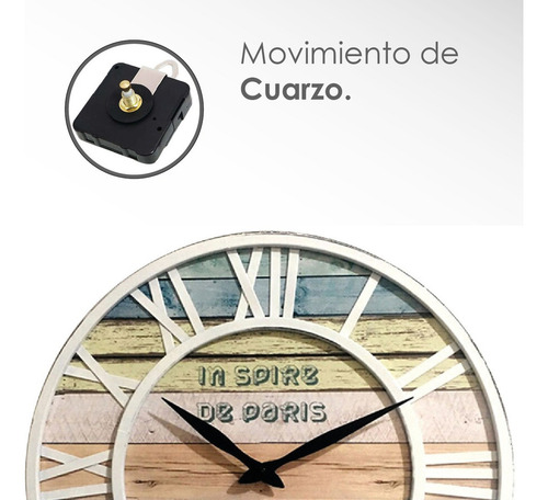 Reloj De Pared 40 Cm Metálico Playa Azul Silencioso Color de la estructura Blanco Color del fondo Multicolor