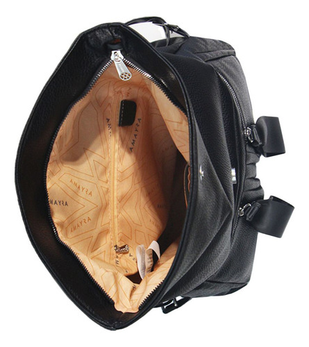 Mochila Urbana Amayra 67c2673 Color Negro C26731 Diseño Liso