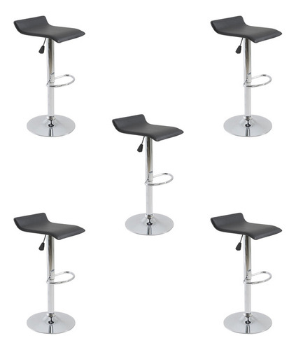 Kit 5 Banquetas Belo Horizonte Preta Hard Pvc