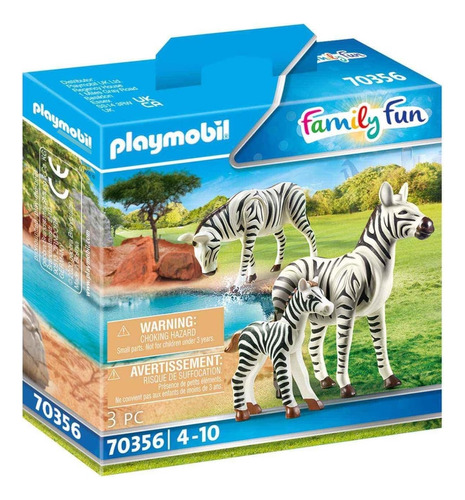 Figura Armable Playmobil Family Fun Cebras Con Bebé 3 Pzs 3