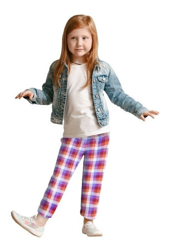Pantalón Diseño A Cuadros Polar Infantil Unisex Colores