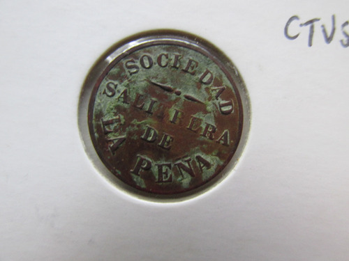 Antigua Ficha Salitrera Peru Of La Peña Vale $ 20 Ctvs (Usado)
