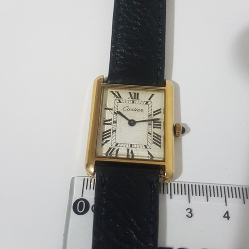 Relógio Cartier Acorda Todo Original Em Plaquer De Ouro Lind