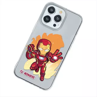 Funda Para iPhone Iron Man Marvel Personalizada Tu Nombre