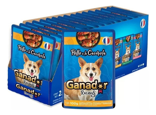 Ganador Raza Pequeña 20 Kg + Sobre Pollo Cacerola 100g 22 Pz