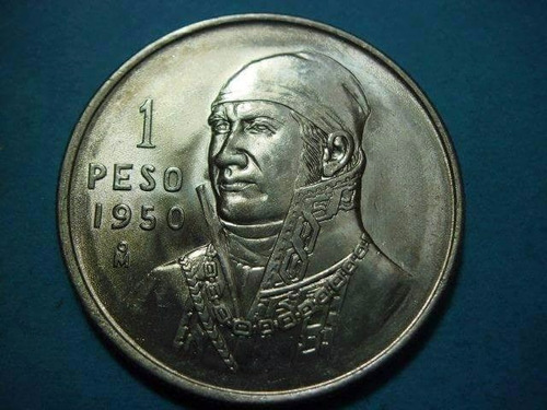 Moneda Peso Morelos Fecha 1950 Plata