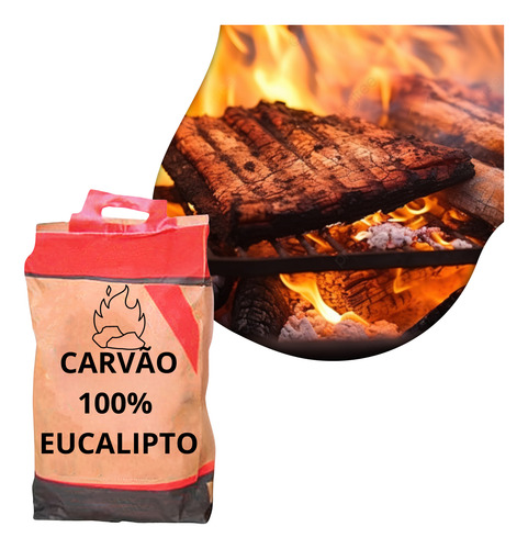 Carvão Vegetal Churrasco Eucalipto 100% Ecologico 10kg