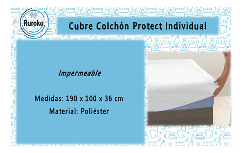 Cubre Colchón Impermeable Tamaño Individual