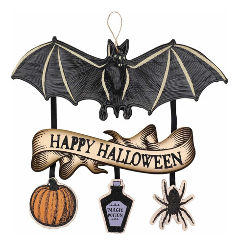 Cartel Colgante Halloween Calavera Calabaza Murciélago