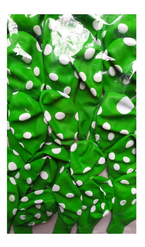 Polca Verdes Puntos Blanco Paq 75 Globos Serigrafiados 23cms