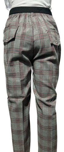 Pantalón Escolar Príncipe Gales Para Uniforme Con Resorte Rojo 6