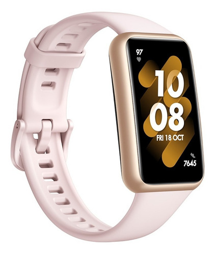 Imagen 3 de 4 de Huawei Band 7 1.47" caja de polímero gold, malla nebula pink de silicona