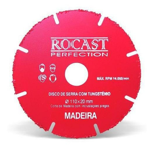 Disco De Serra Madeira Tungstênio 110 X 20 Mm Rocast