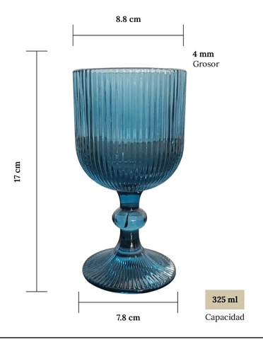 Set 6 Copas 325 Ml Cristal Vidrio Colores Vintage Labrado