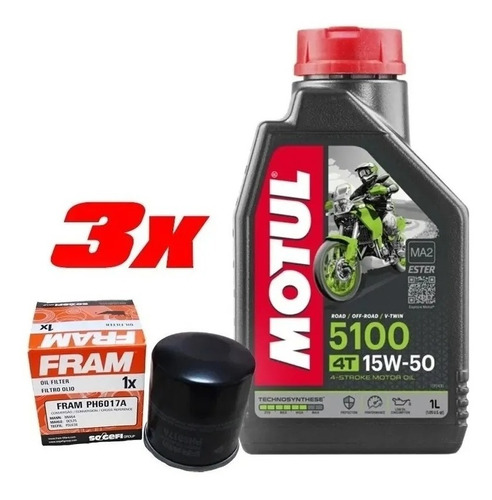 Kit Troca Oleo Motul 5100 15w50 3l + Filtro V-stron 650/1000