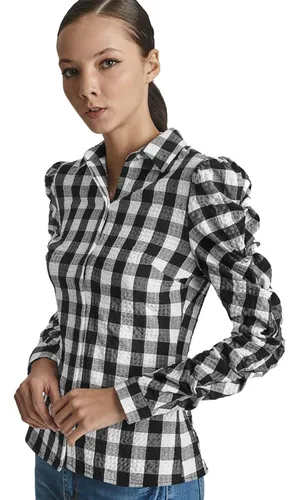 Camisa cuadros mujer blanco y negro hotsell