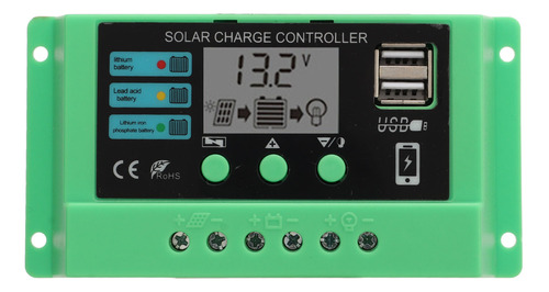 Controlador De Carga Solar Pwm Panel Regulador Lcd Ajustable