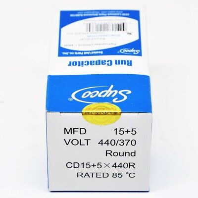 Supco Cd15+5x440r Hvac Motor Round Dual Run Capacitor 15 Vve