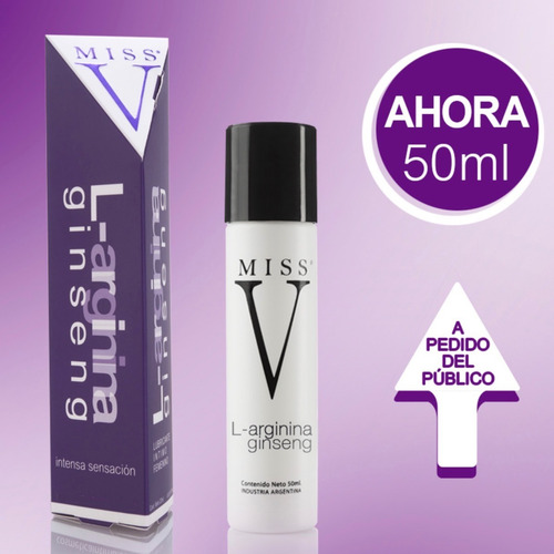 Imagen 3 de 8 de Gel Intimo Lubricante Femenino Miss V Estimulante L-arginina