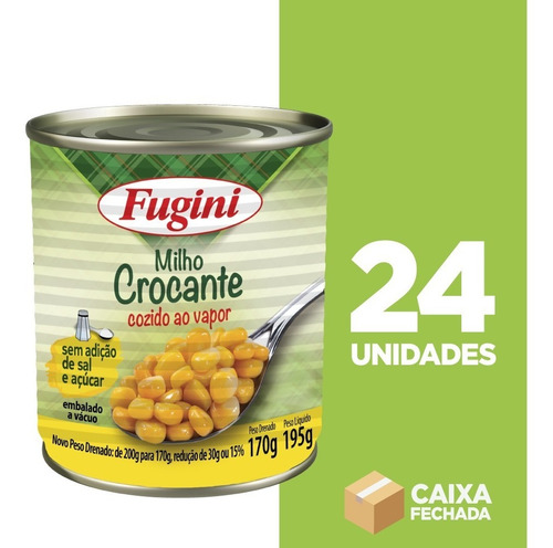 Milho Crocante Ao Vapor Fugini Lata - 24 Unidades De 170g