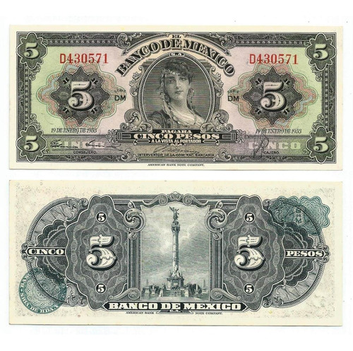 Bn8186 México 1953 5 Pesos La Gitana Fe