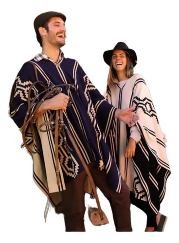 Poncho Pampa Reversible Azul 100% Algodón Mulita-agrolact 