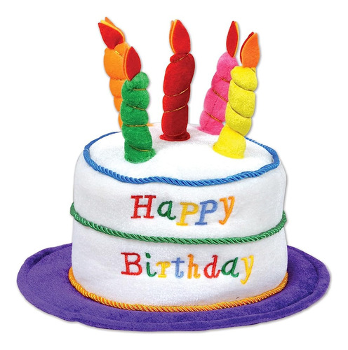 ~? Beistle Plush Fabric Happy Birthday Cake Hat Para Celebra