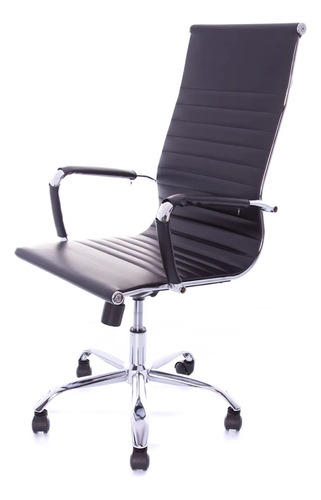 Cadeira de escritório esteirinha alta giratória courino preto