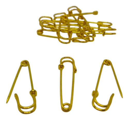 10 Alfiler De Gancho Grandes 6,5cm Prendedor Dorado