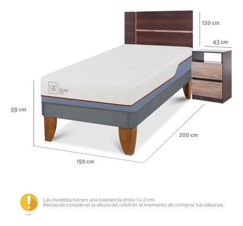 Cama Europea Excellence Plus 1p Enio S/t Blanco
