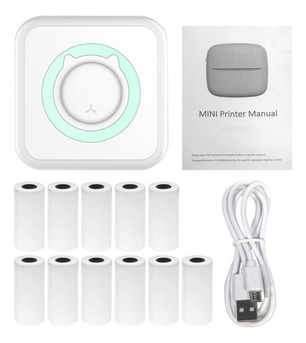 Mini Impresora Térmica Inalámbrica Con 10 Rollos De Adhesivo
