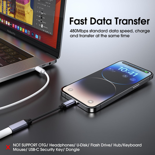 Adaptador Usb C A Lightning Techmatte 27 W Pd De Carga Rápid