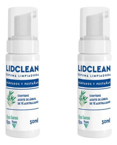 Combo X2 Lidclean Espuma Limpiadora Parpados Y Pestañas 50ml