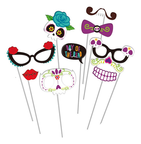 Accesorios Catrina Halloween Saca Tus Fotos 10 Pcs Big Party