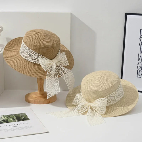 Sombrero De Paja Con Lazo Para Mujer Con Protección Solar Gr