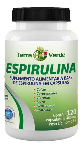 Espirulina 120 Cápsulas Terra Verde - Spirulina Sabor Natural