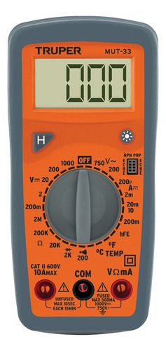 Tester Multimetro Digital 10 A Profesional Truper Mut-33