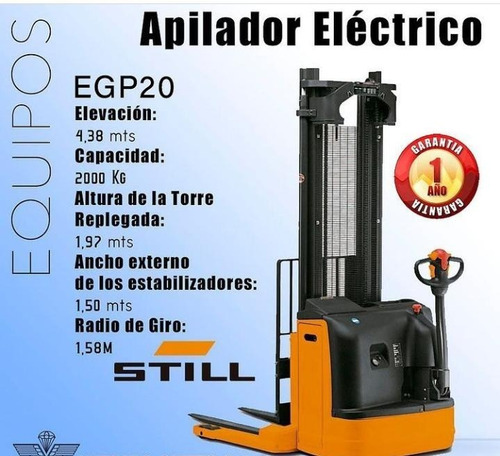 Imagen 1 de 1 de Apilador Electrico Still Egp20 4.38mts 2000kg