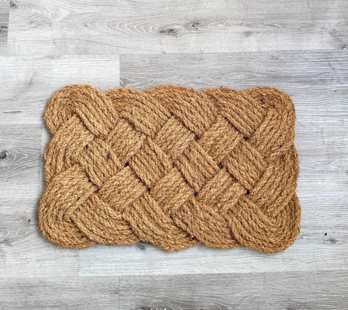 Felpudo De Yute Trenzado Estilo Marinero Diseño Rectangular 45 Cm 75 Cm Liso Marrón