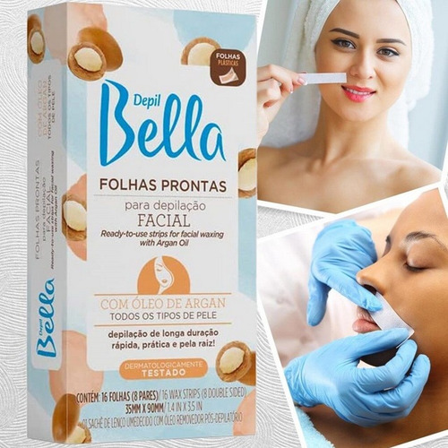 Kit 64 Un Folhas Prontas Facial C/ Óleo De Argan Depil Bella
