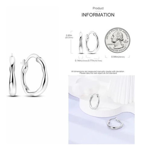 Aretes Mujer De Plata Real S925, Arracadas Asimétricas