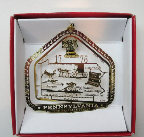 Pennsylvania Estado Latón Navidad Ornamento Souvenir Regalo