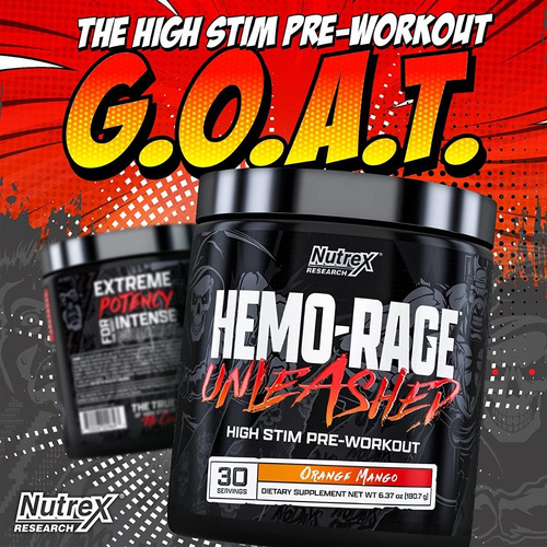 Sabor de ponche pré-treino Nutrex Hemo Rage Unleashed 30 Serv